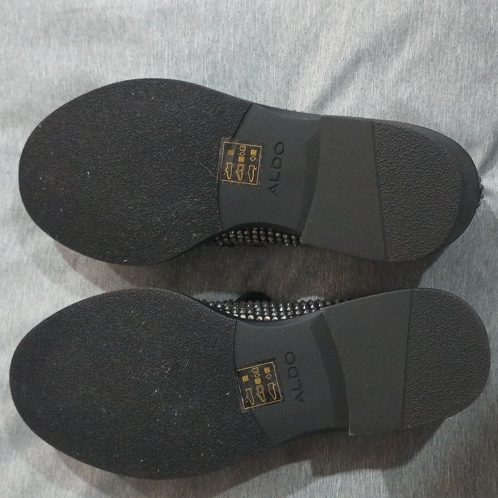 Aldo Black and Silver Studded Loafers - Picture 5 of 6
